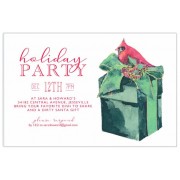Christmas Invitations, Red Bird Atop Green Box, Odd Balls Invitations